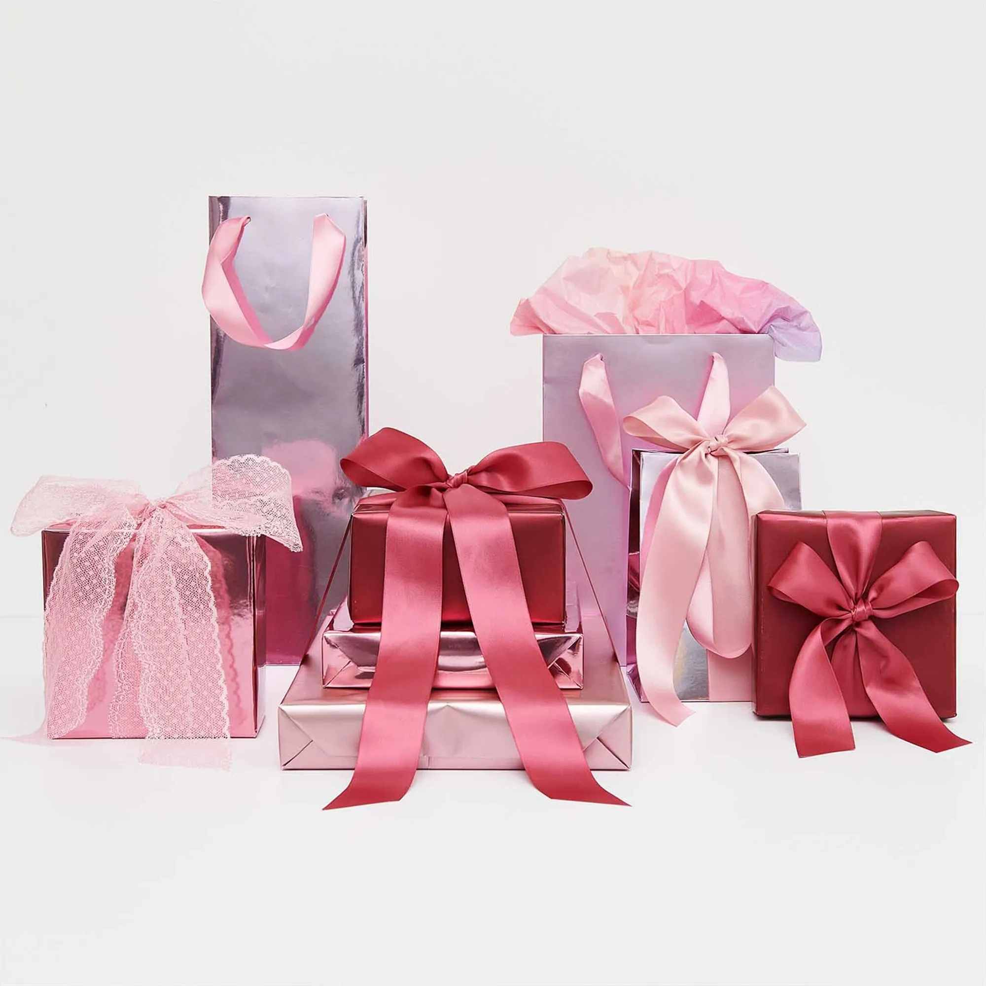 Geschenkpapier auf Rolle, Metallic Rosa Glänzend 2m
