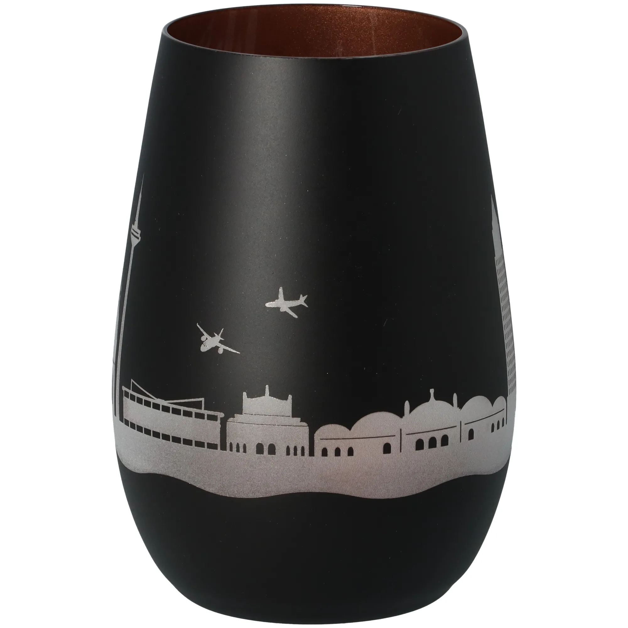 Windlicht Skyline Frankfurt Schwarz/Bronze