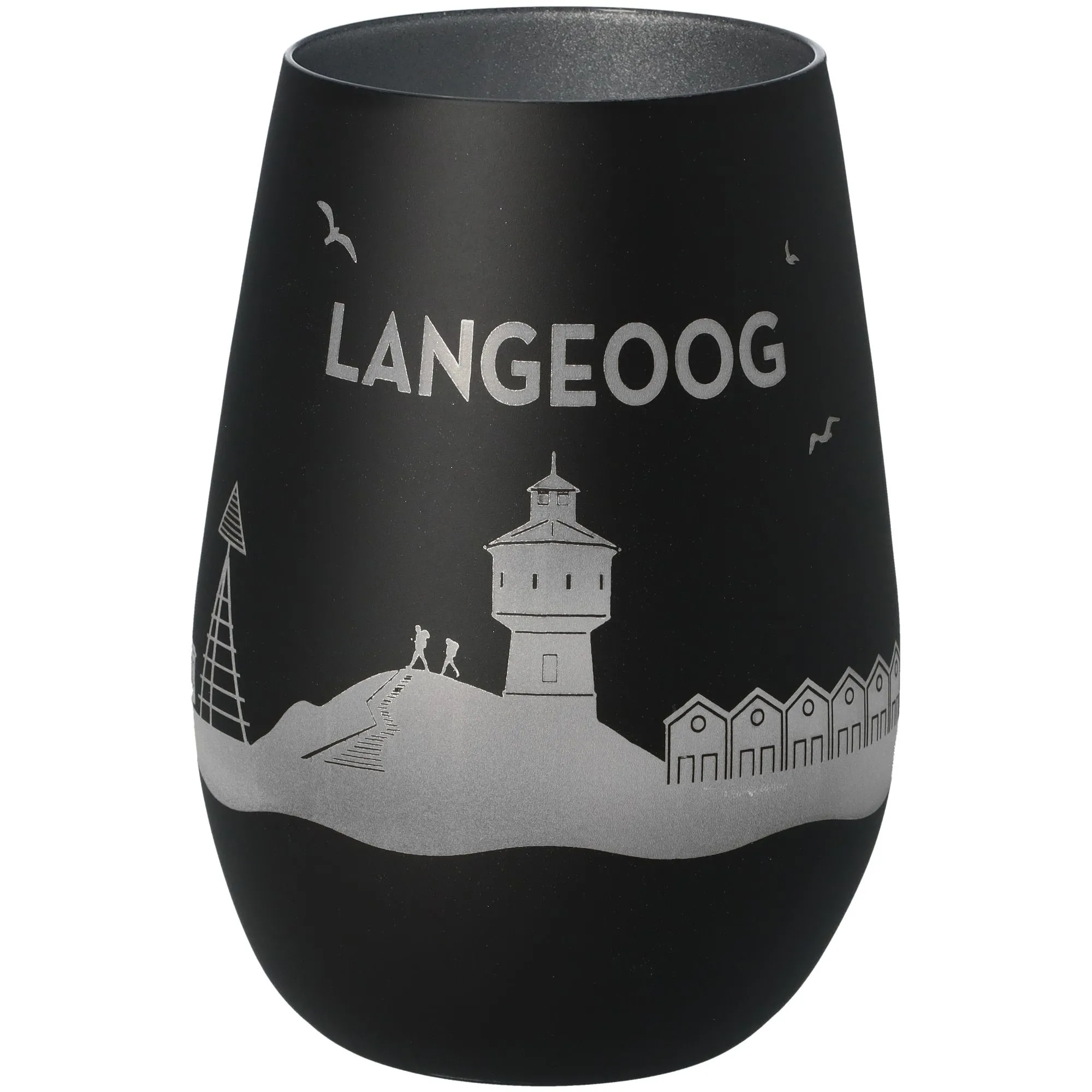 Windlicht Skyline Langeoog Schwarz/Silber