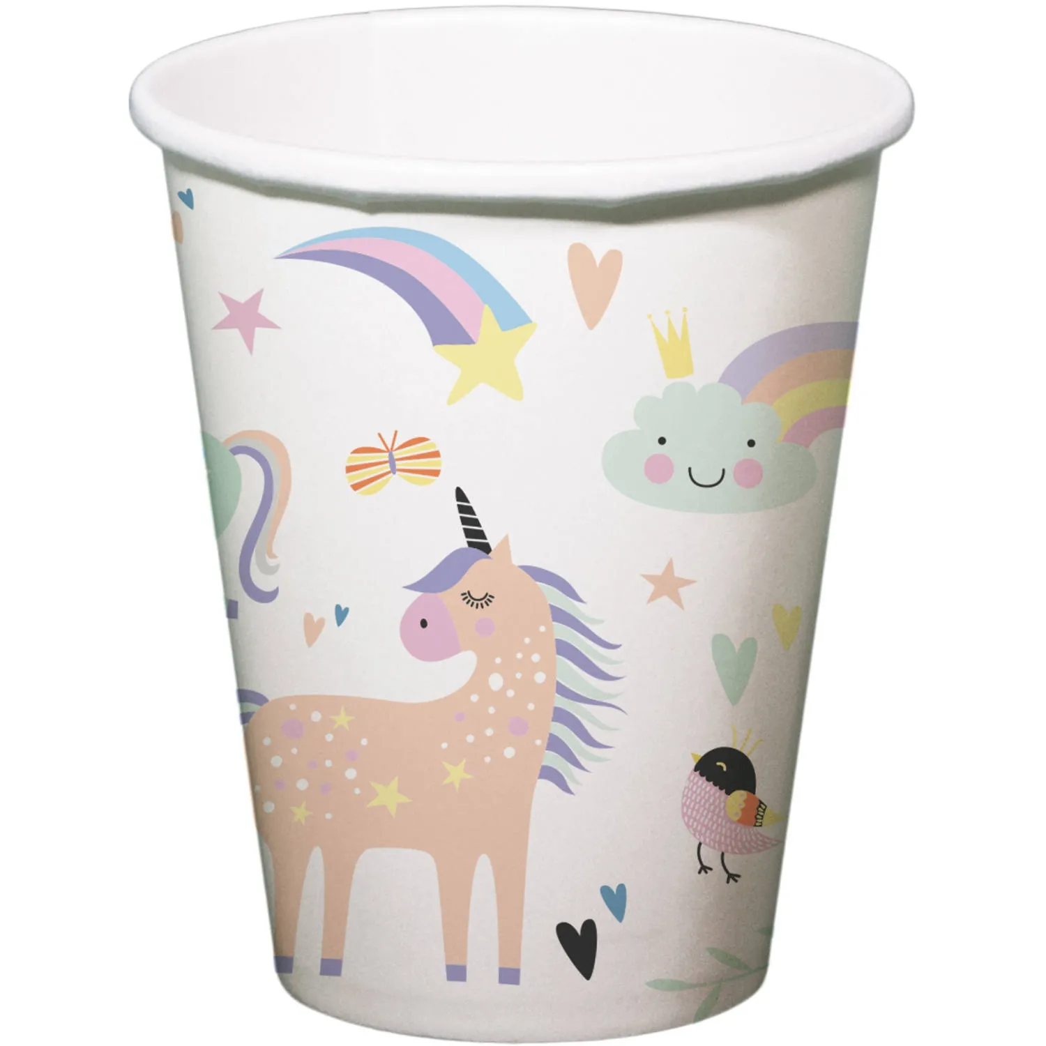 6 Pappbecher "Regenbogen Einhorn"