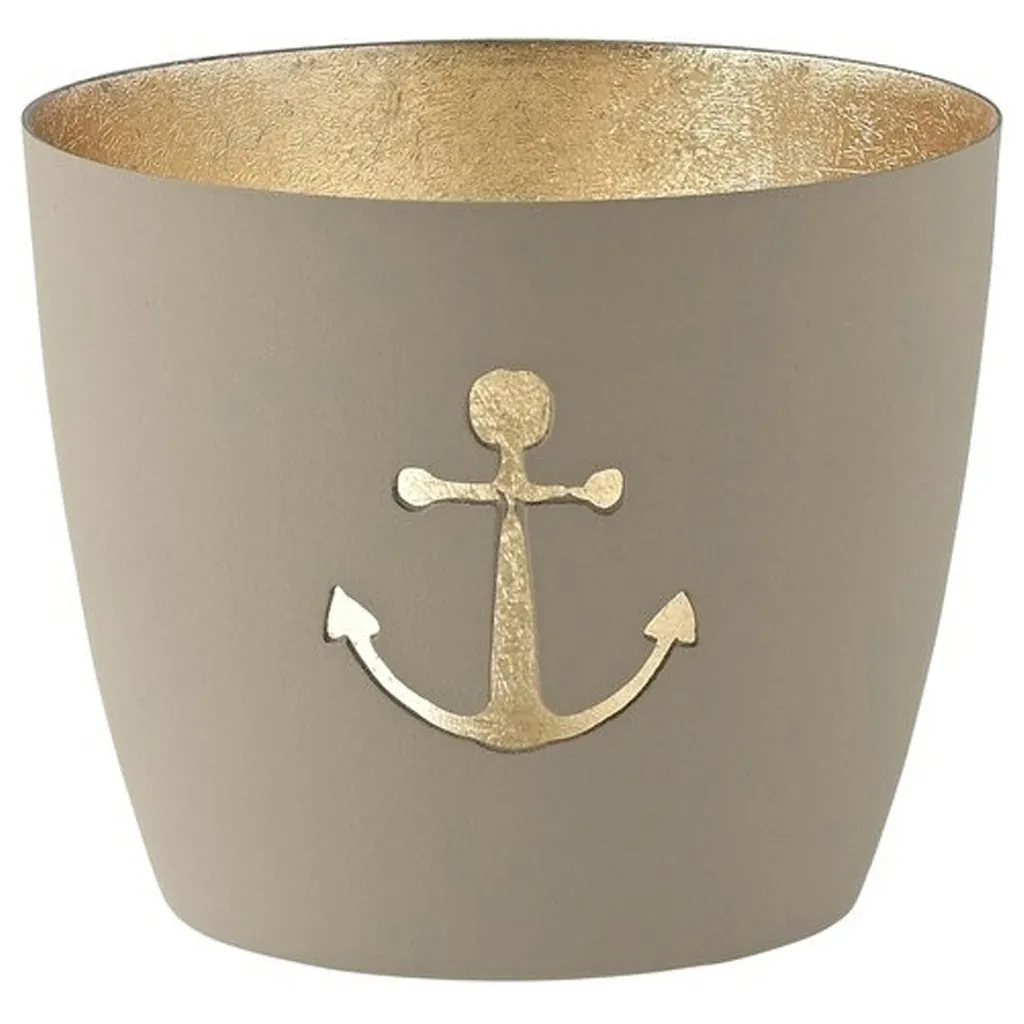 Madras Windlicht "Anker", Sand/Gold - M