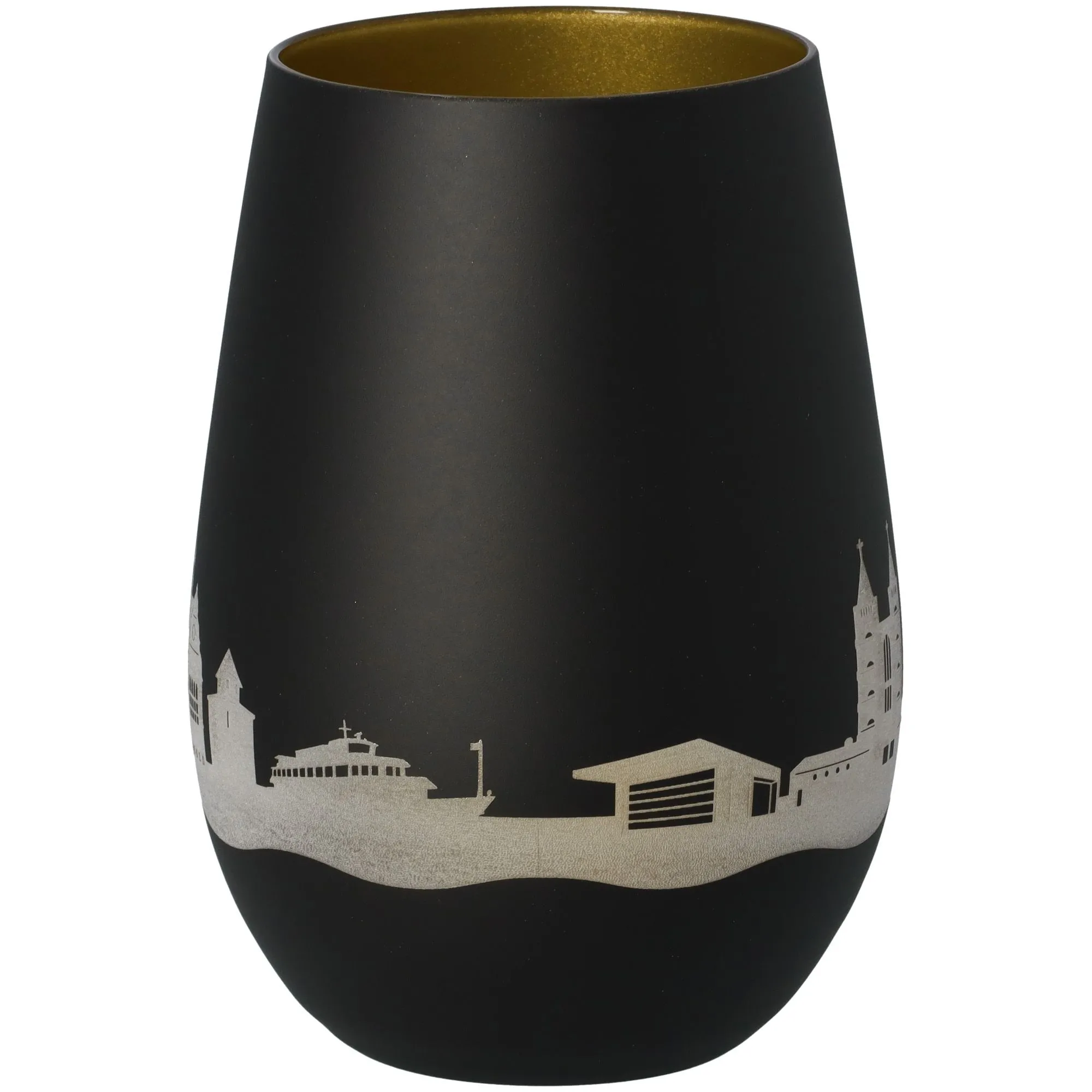 Windlicht Skyline Limburg Schwarz/Gold