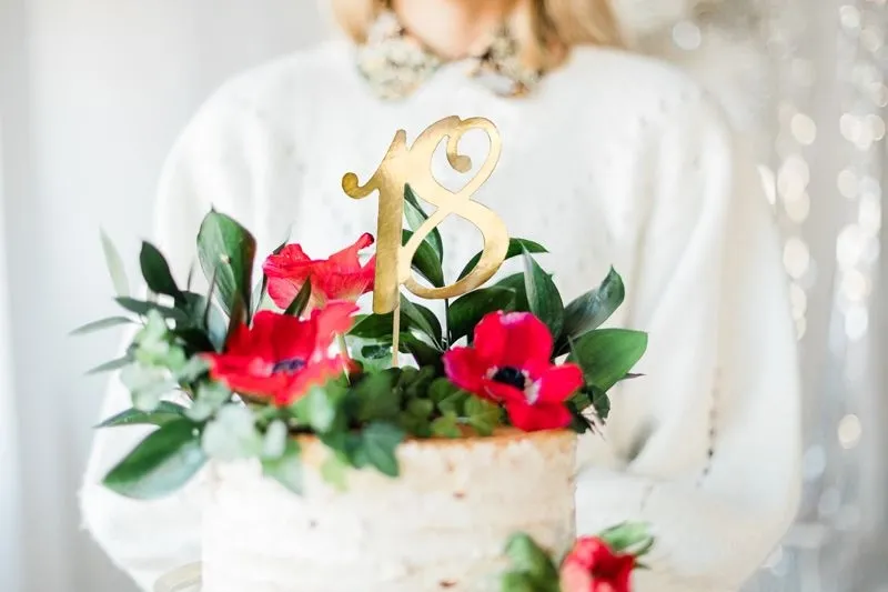 Cake Topper zum 18. Geburtstag, Gold