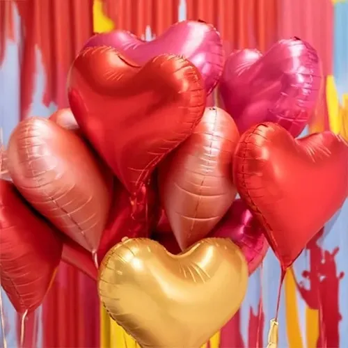 Herzluftballons, Herzform, Ballonset, Rosa, Gold