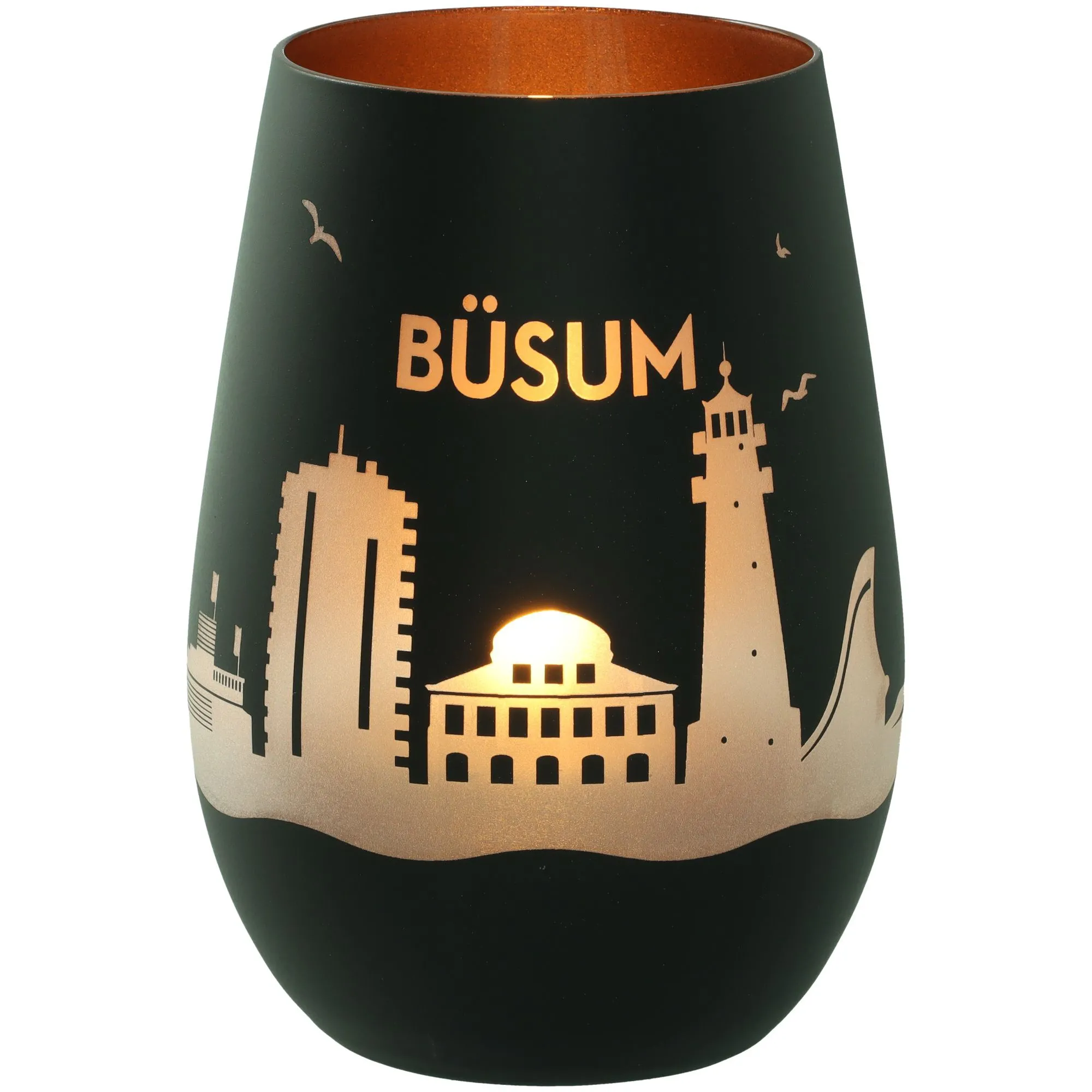 Windlicht Skyline Büsum Schwarz/Bronze