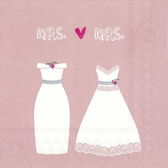 20 Servietten "Mrs ♥ Mrs"