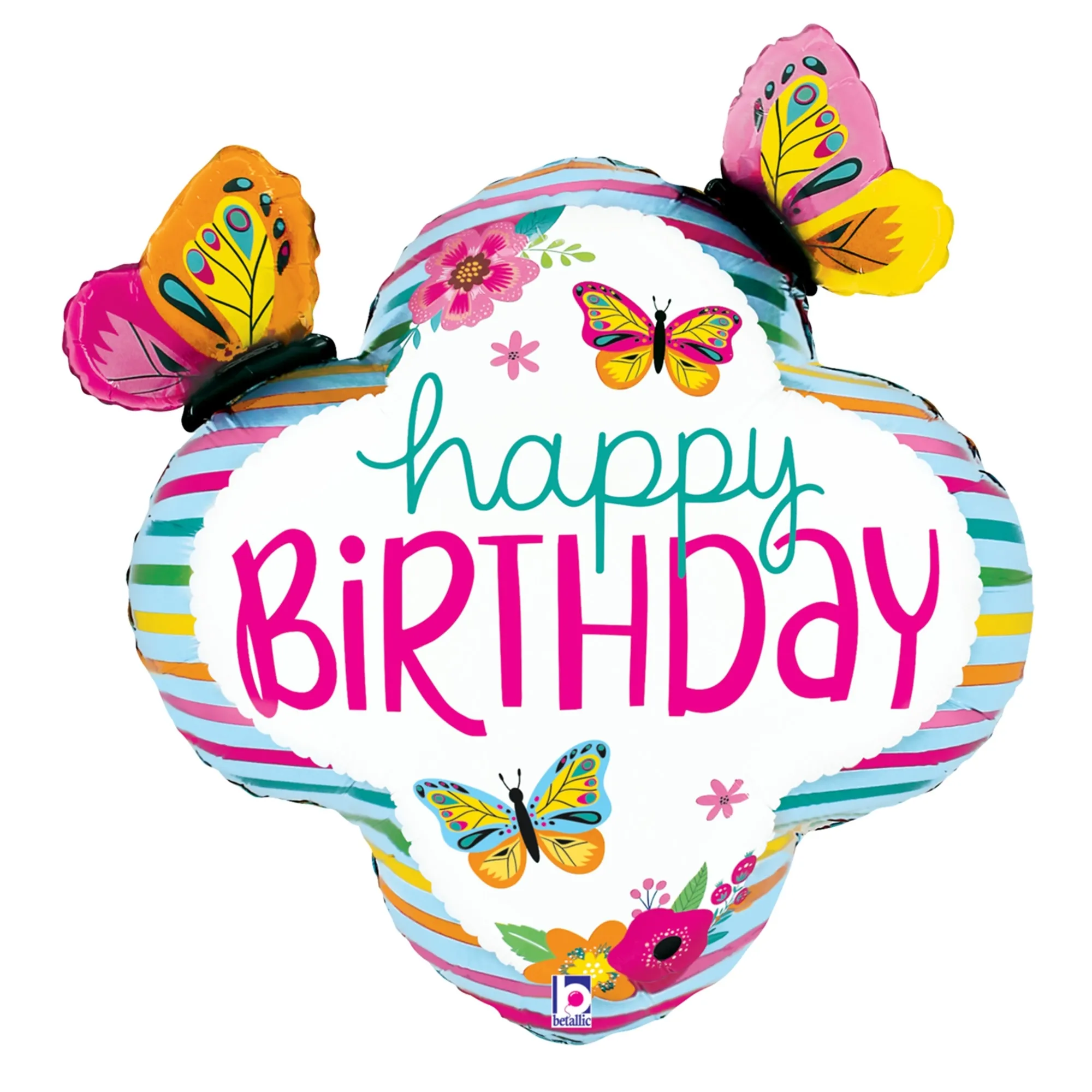 Folienballon "Happy Birthday mit Schmetterlingen" 75cm