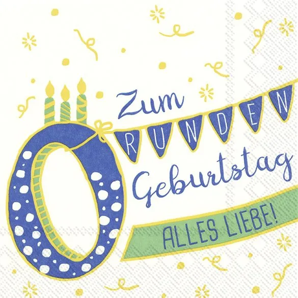20 Servietten "Zum runden Geburtstag" Blau/Grün