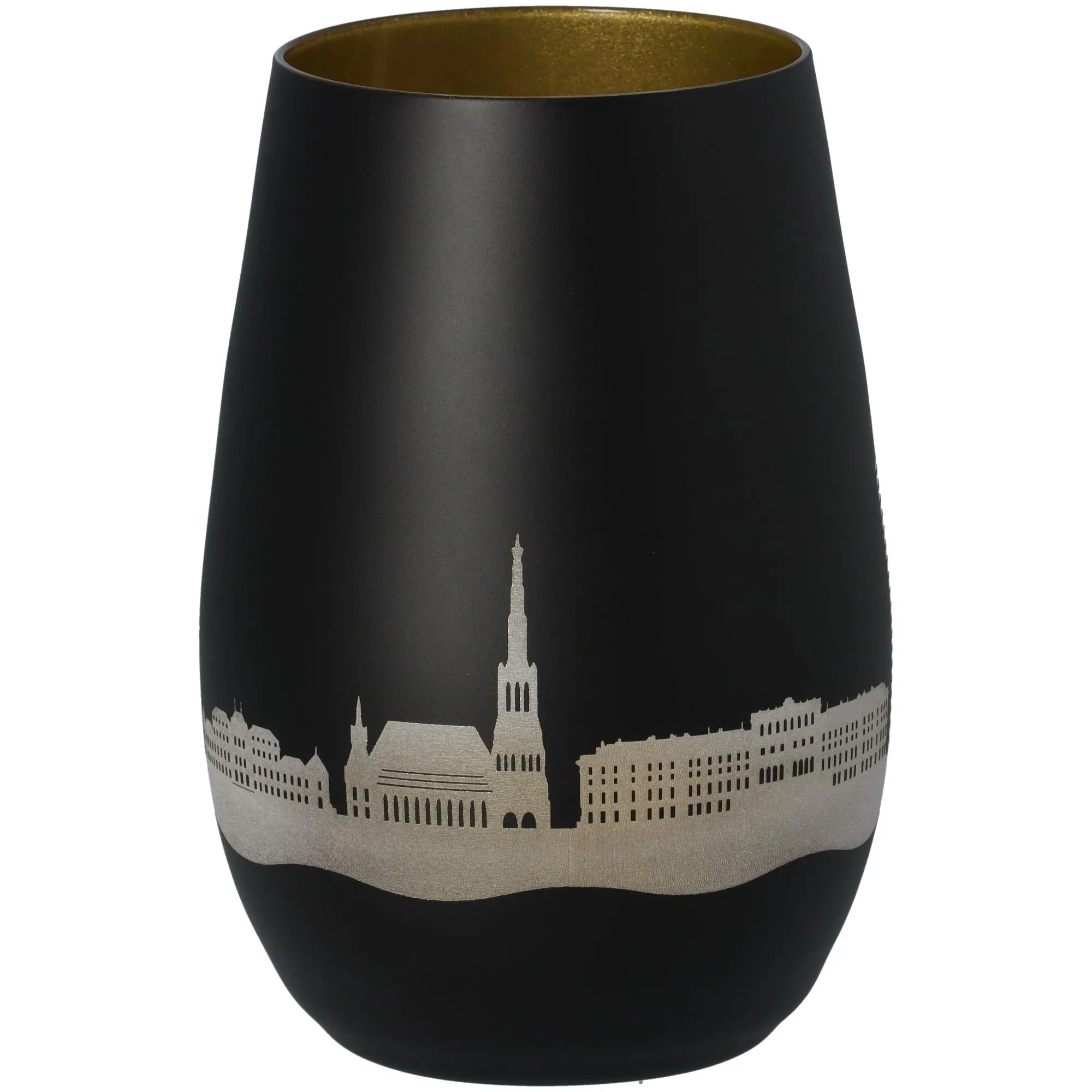 Windlicht Skyline Wien Schwarz/Gold