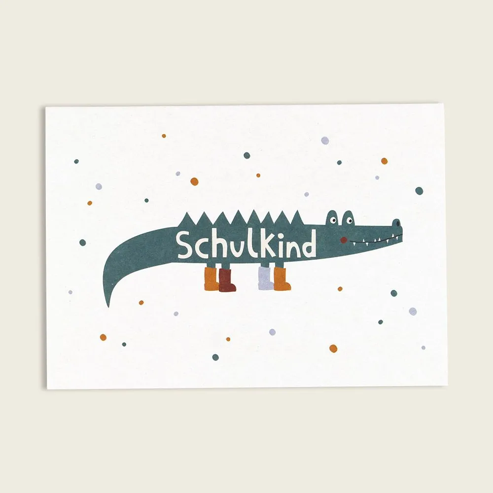Postkarte "Schulkind" Krokodil
