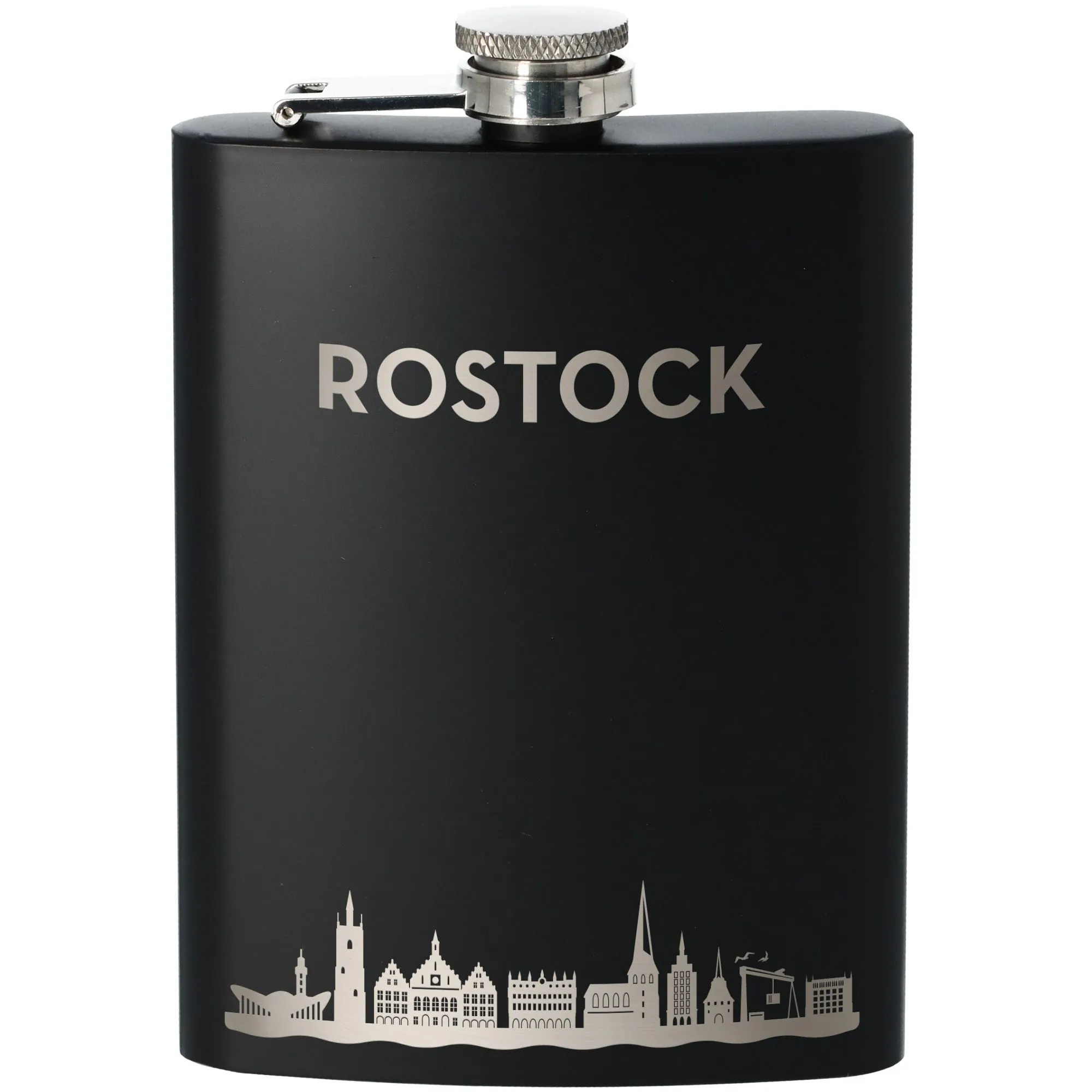 Flachmann Skyline Rostock Schwarz 225ml