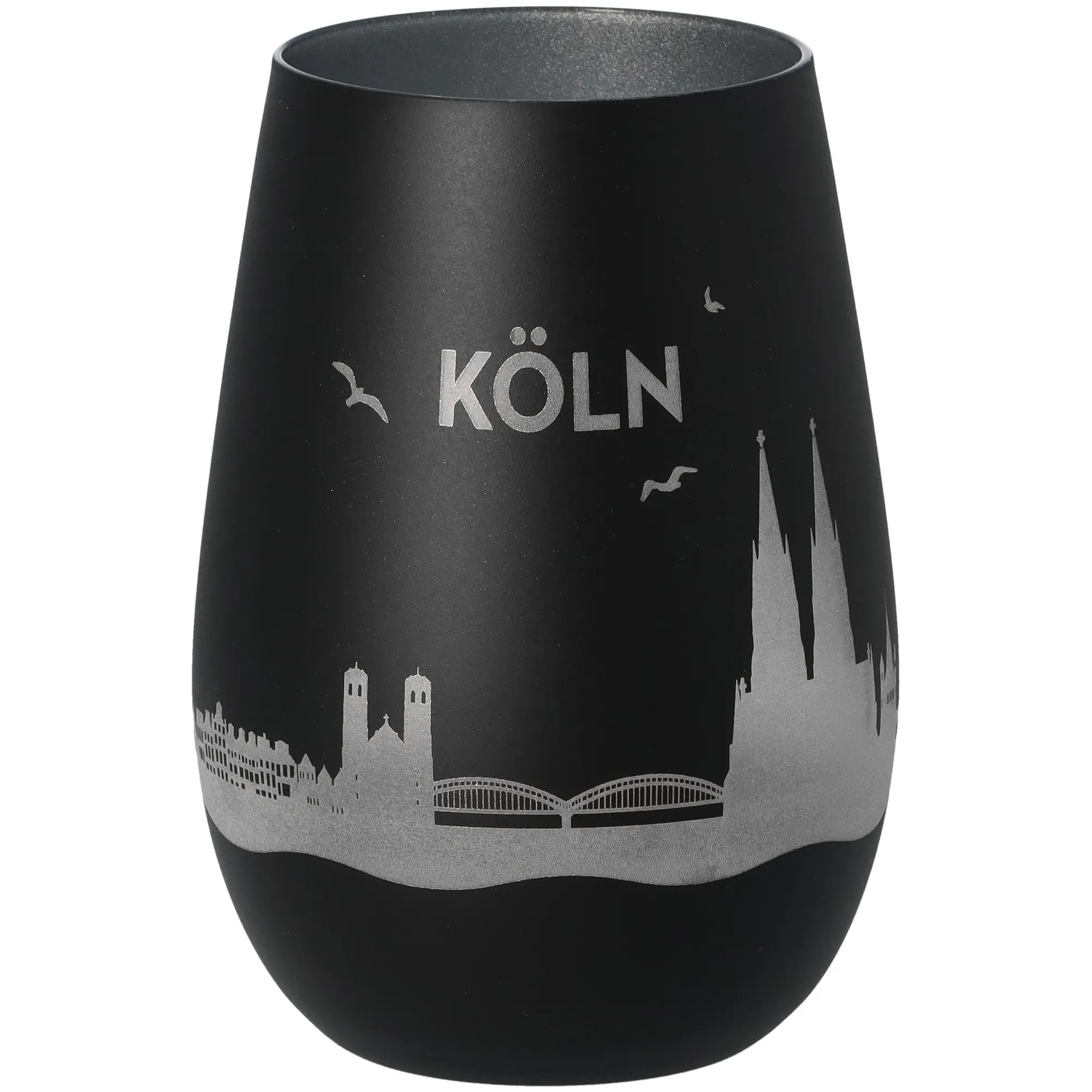 Windlicht Skyline Köln Schwarz/Silber
