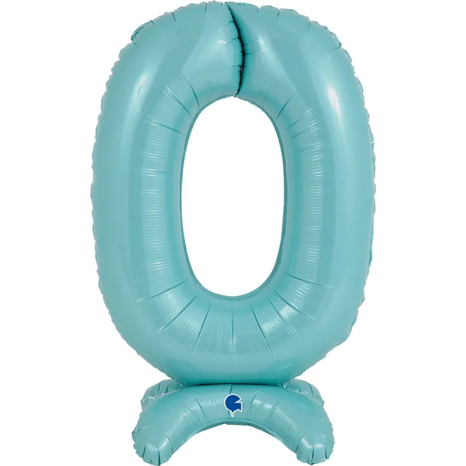Folienballon Zahl 0 Pastell Blau, 65cm