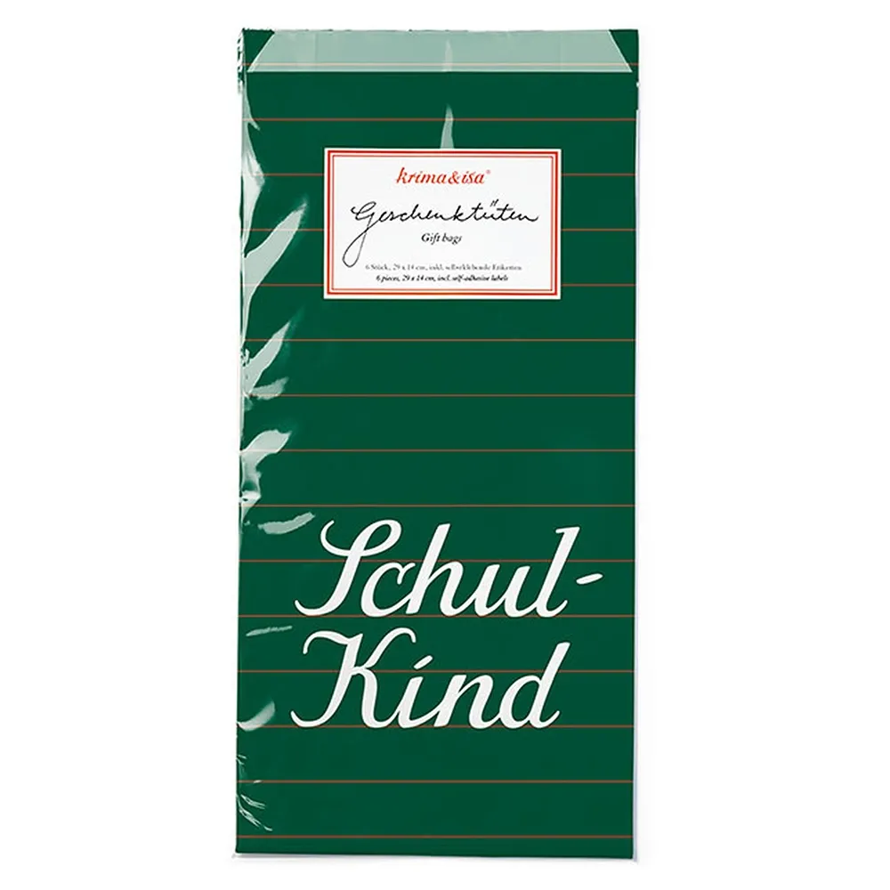 6 Papier Geschenketüten - Schulkind