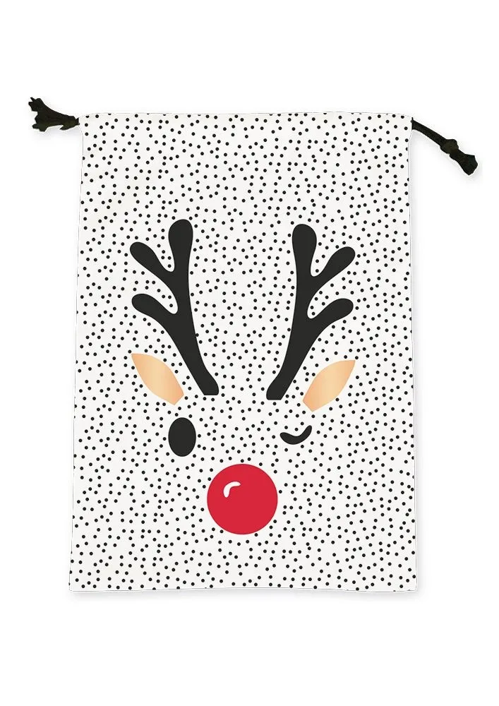 Weihnachtsgeschenkbeutel "Rudolf", 100% Baumwolle