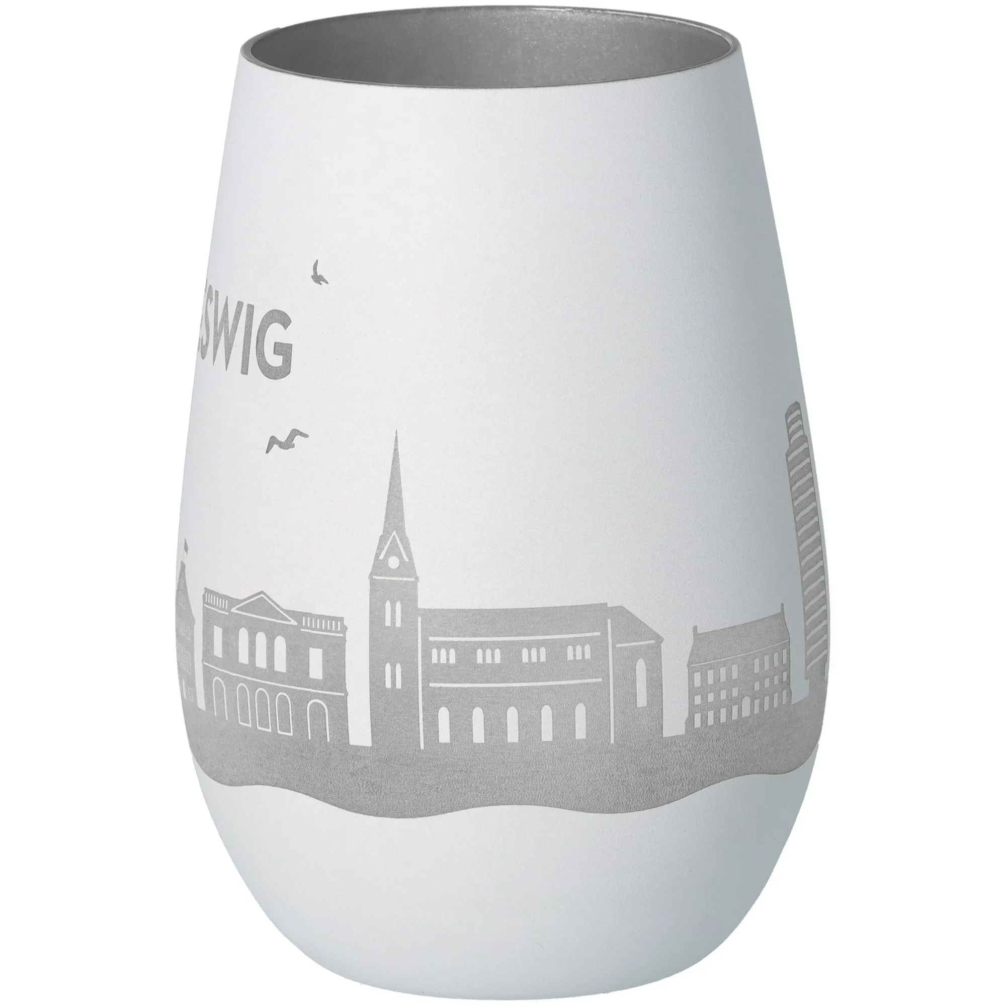 Windlicht Skyline Schleswig Weiß/Silber