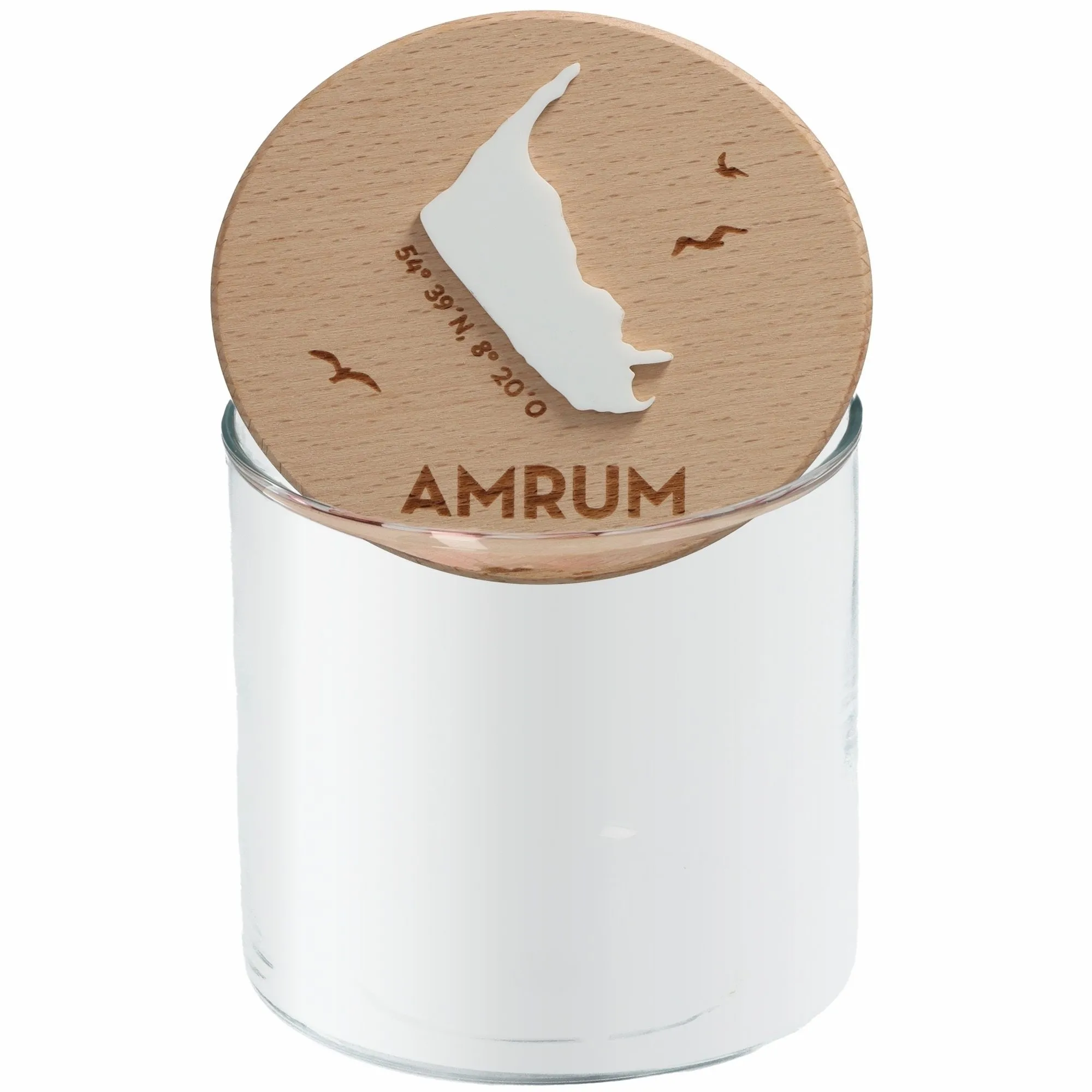 Geschenkglas Skyline "Amrum Silhouette" Weiß 530 ml