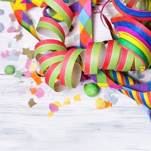 Konfetti, Pappnasenringe, Party-Dekoration, Seidenband, Prinzessenbunt