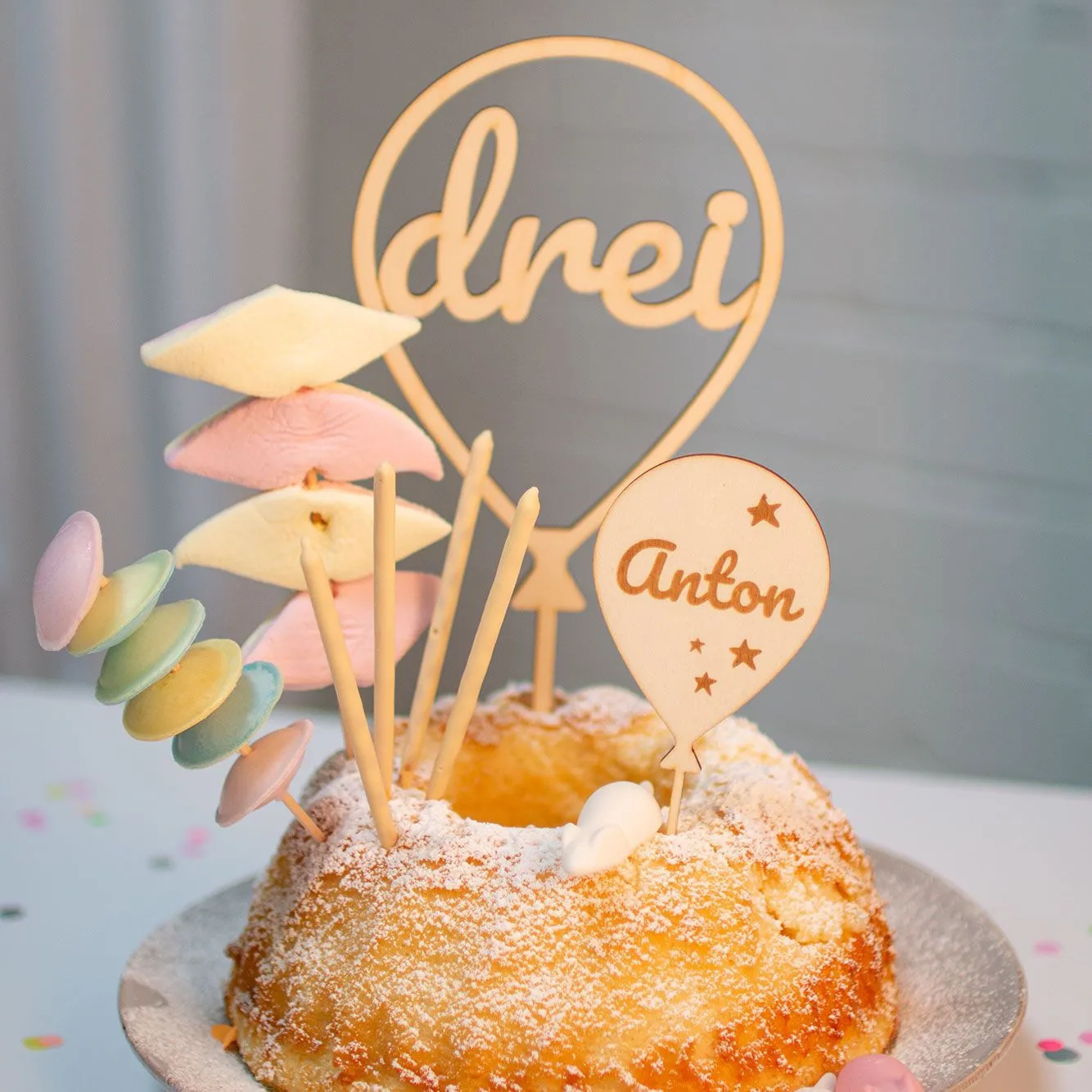 Cake Topper Ballon Stern Set Zahl 3