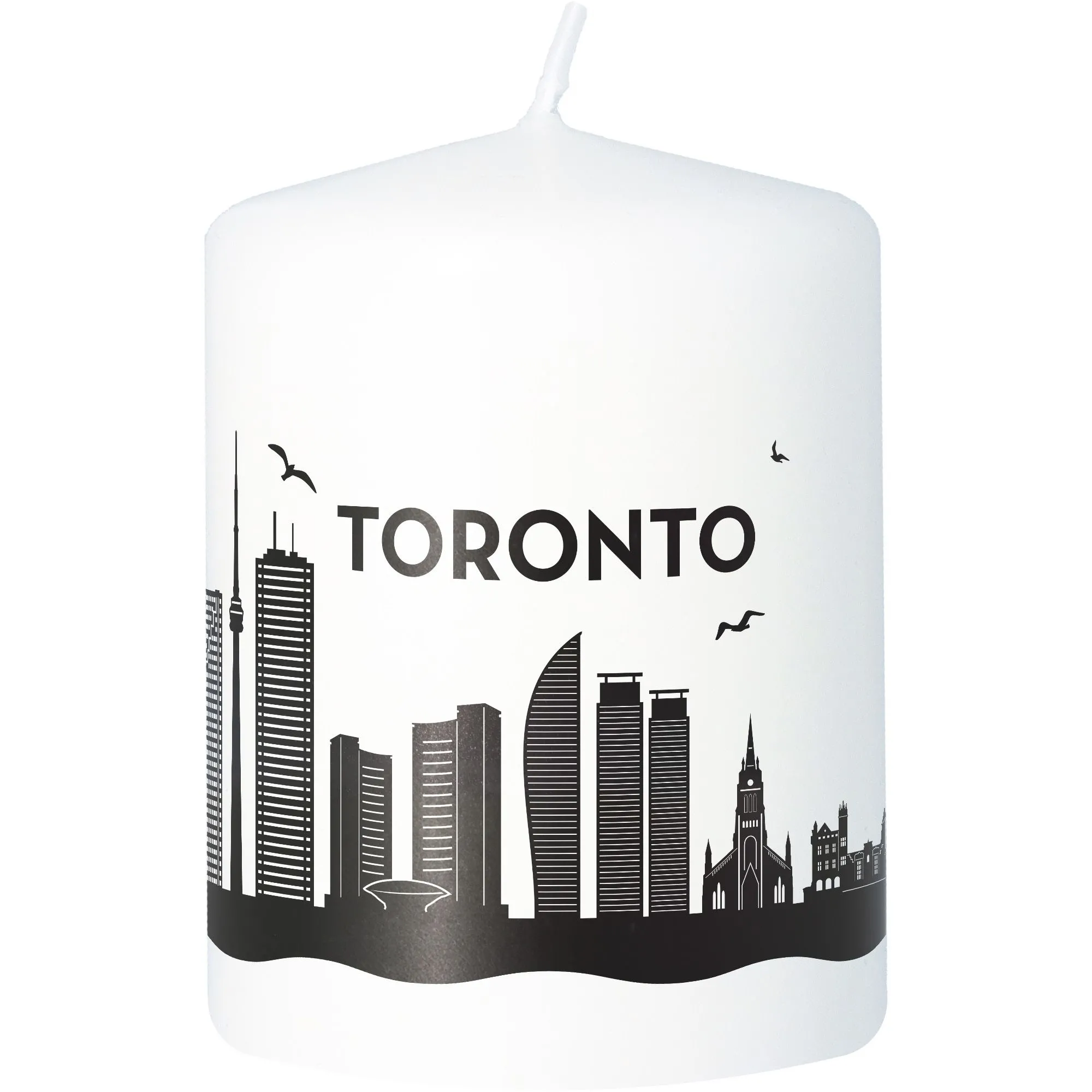 Kunstkerze, Stadtmotiv, Toronto, Schwarz-Weiß, Wachskerze