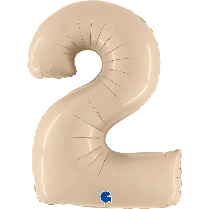 Folienballon Zahl 2 Satin Cream 100cm/40"