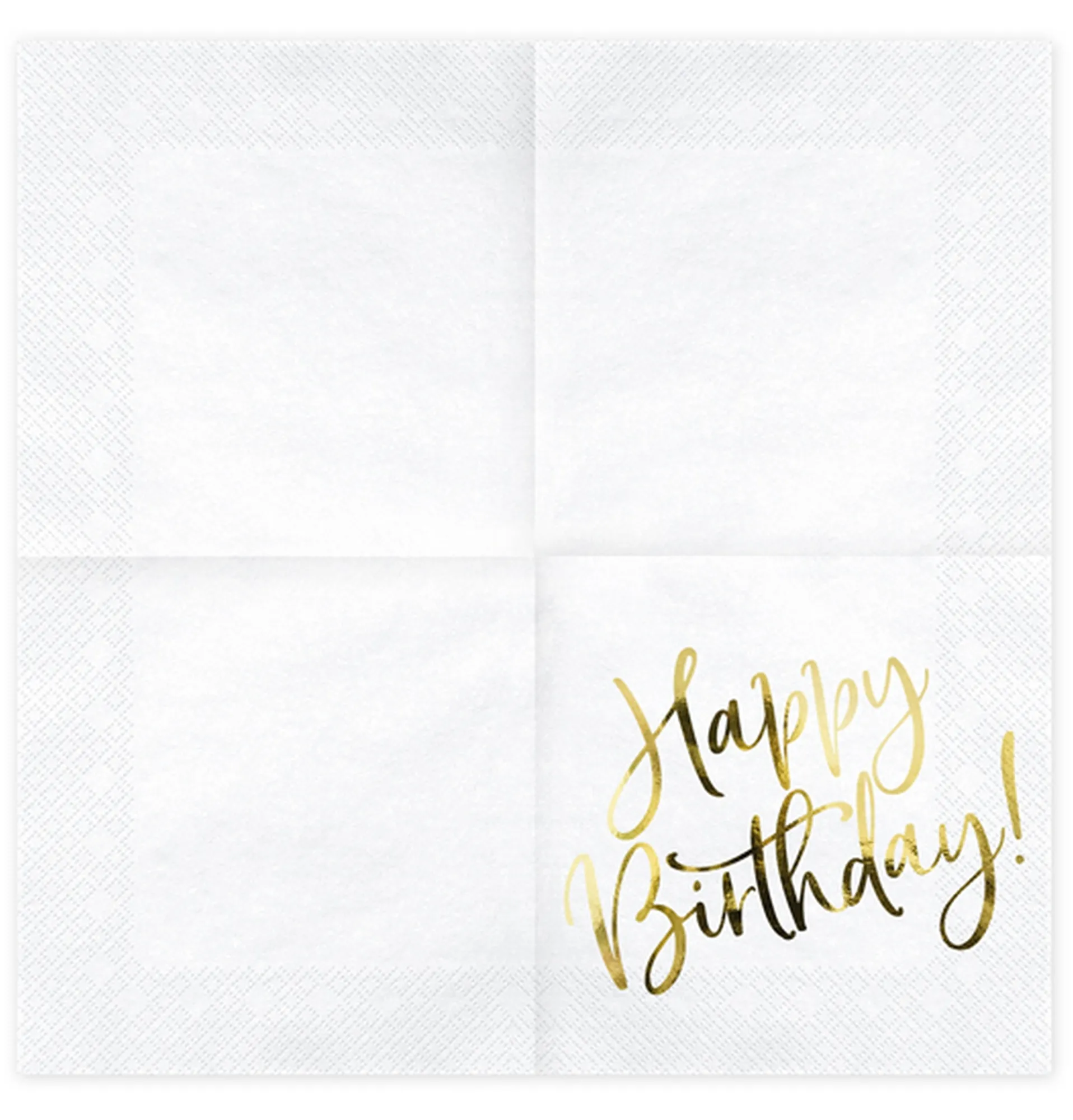 20 Servietten - Happy Birthday -  Weiß / Gold