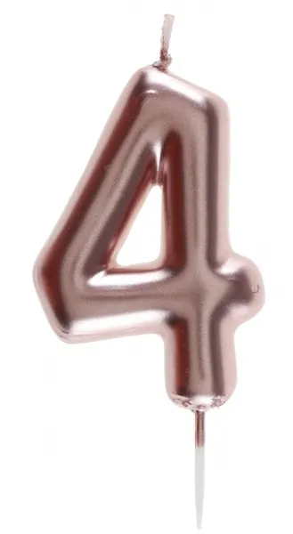 Zahlenkerze "4", Roségold