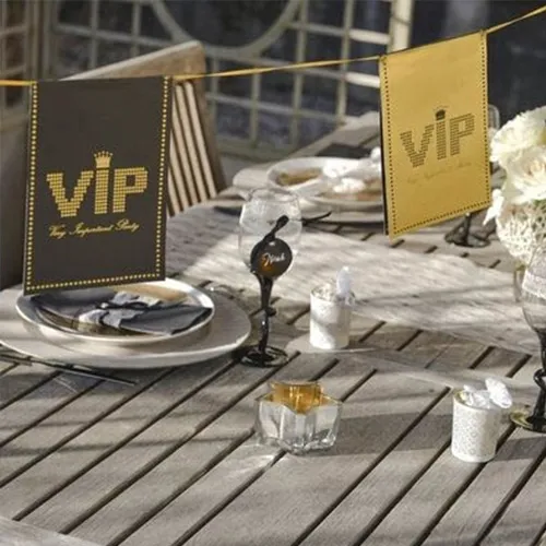 VIP, Tischdeko, Tischbanner, Stoffbanner, Deko-Flaggen