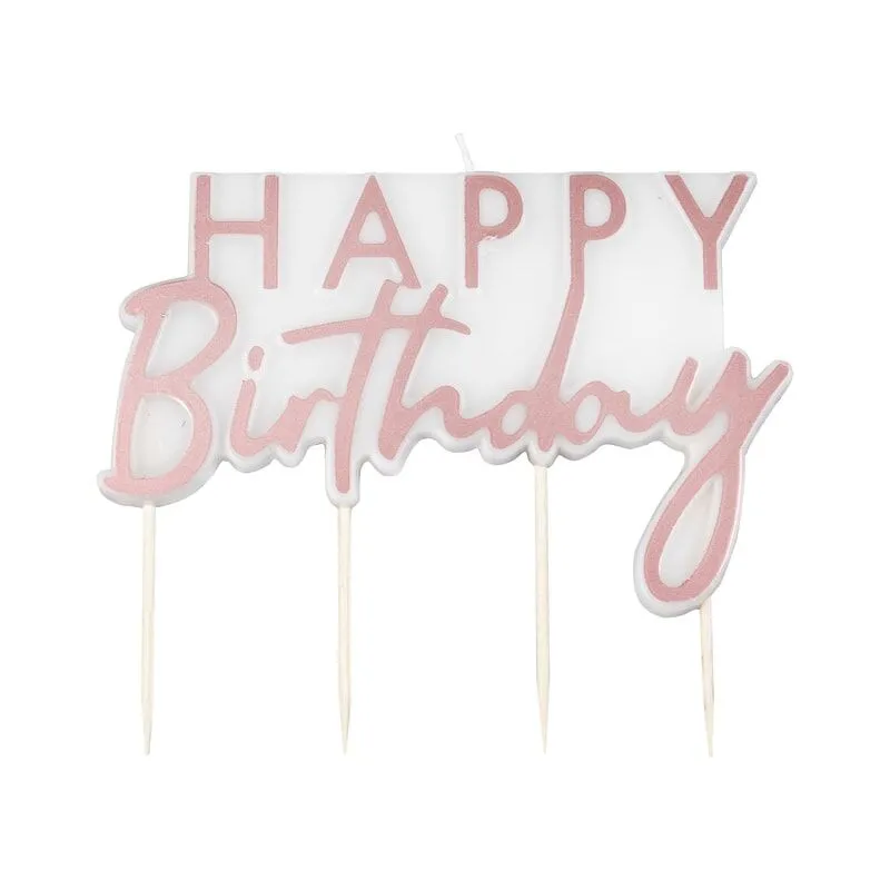 Kerze "Happy Birthday", Roségold