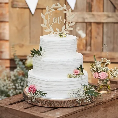 hochzeitstorte, dreischichtig, weiß, blumen, tortenaufsatz