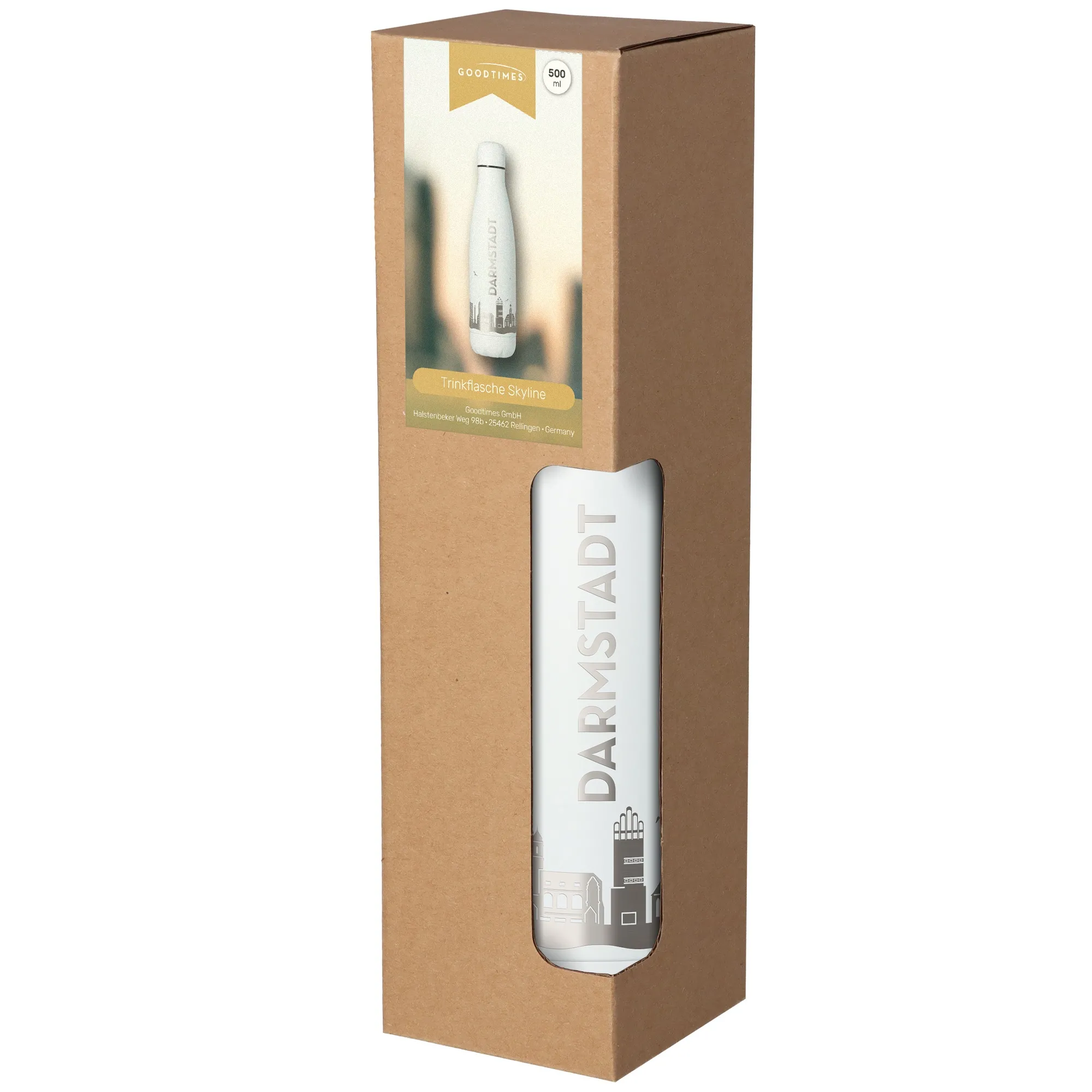 Trinkflasche Skyline Darmstadt Weiß 500ml