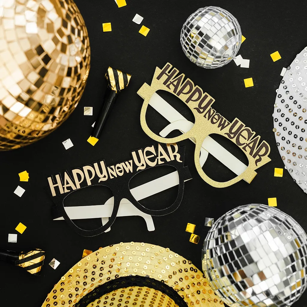 6 Papierbrille "Happy New Year"