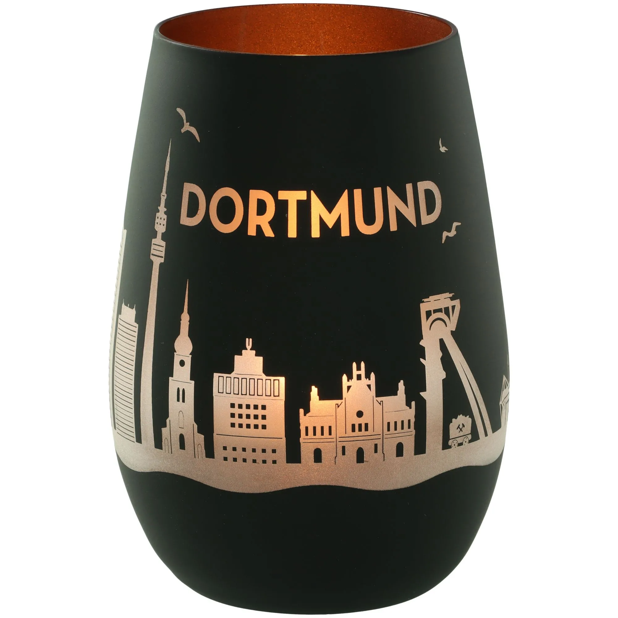 Windlicht Skyline Dortmund Schwarz/Bronze