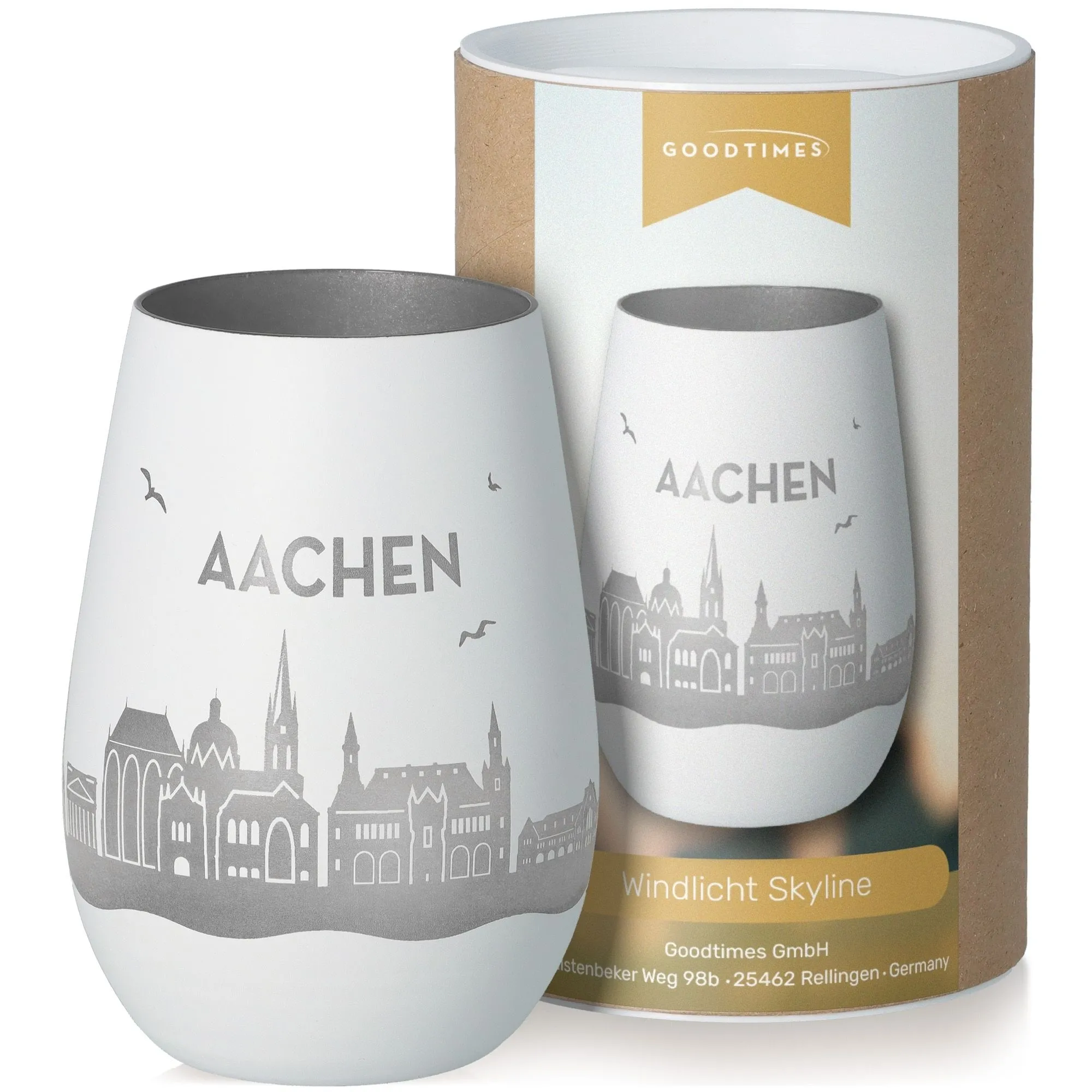 glas, stemless, städteansicht, grau, Aachen