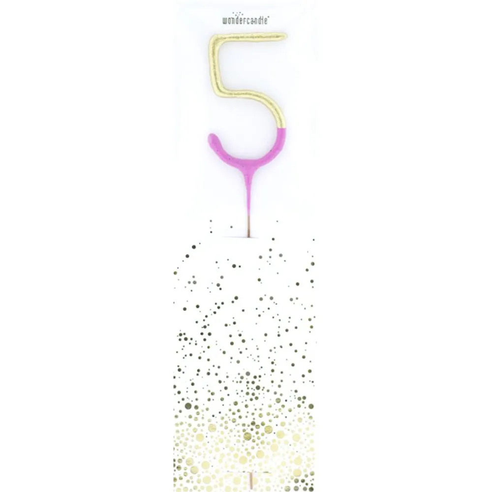 Wunderkerze Zahl "5" Gold/Pink
