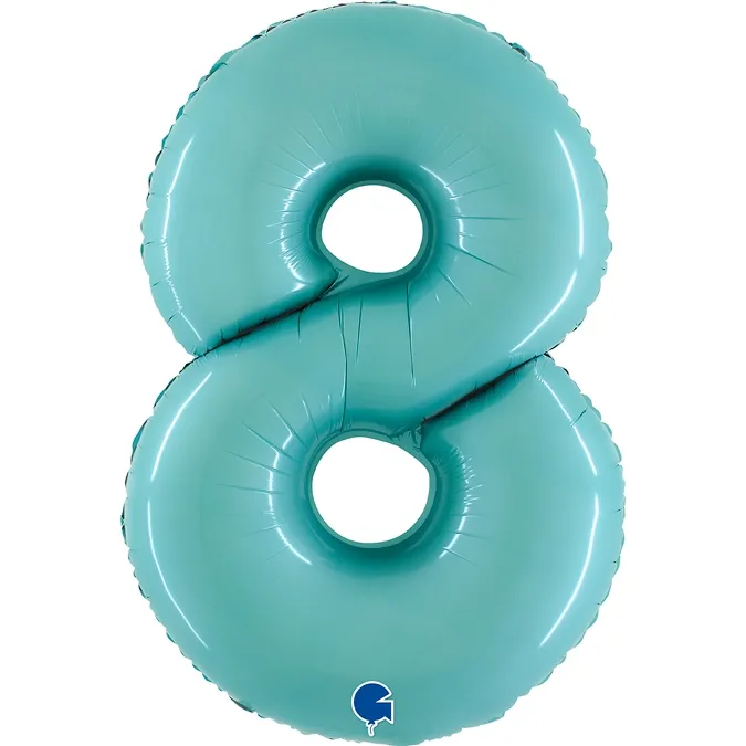 Folienballon Zahl 8 Pastell Türkis 100cm