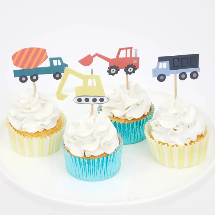 Meri Meri - Cupcake Set "Baufahrzeuge", 48 Teilig