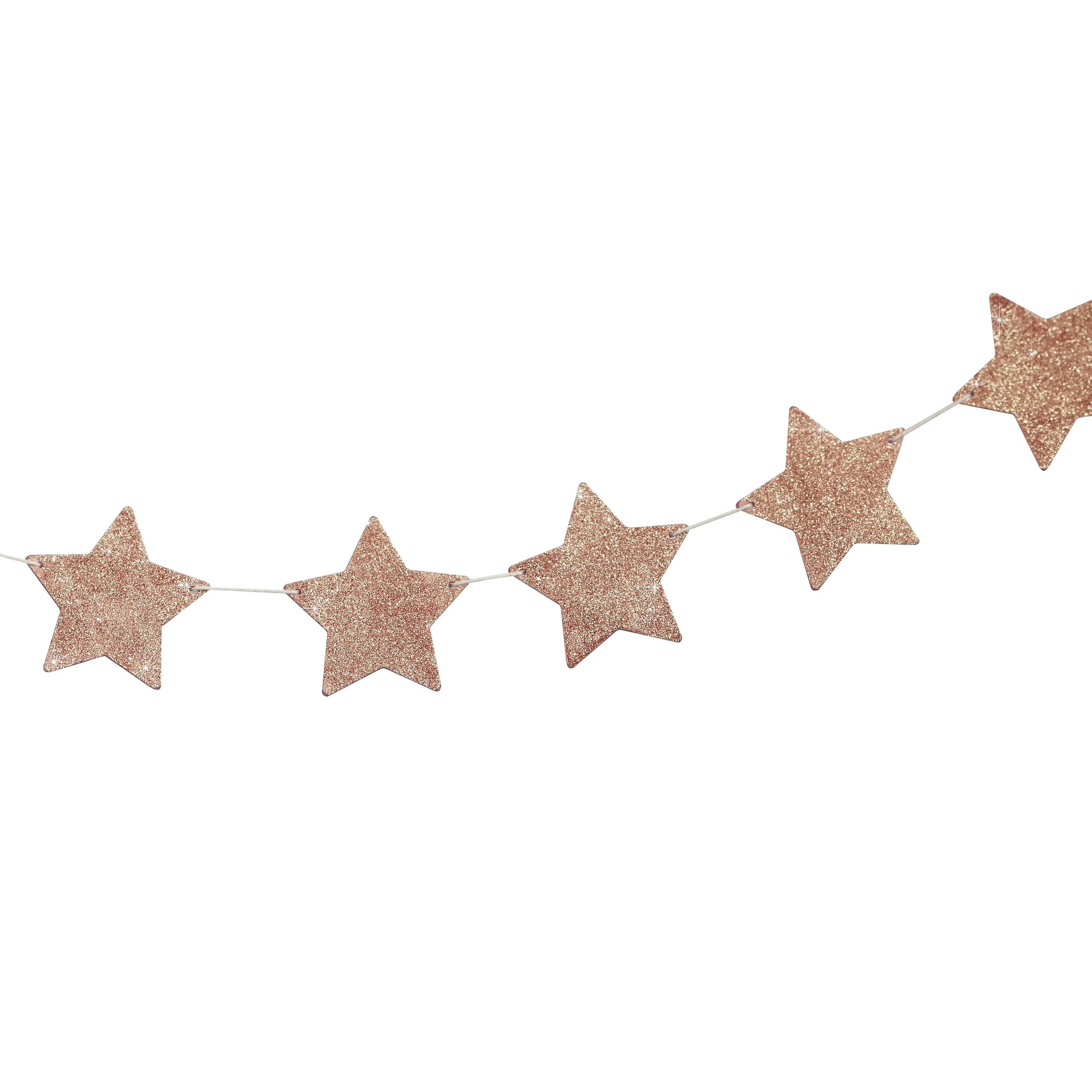 Metallic Star - Holz-Stern-Girlande Roségold