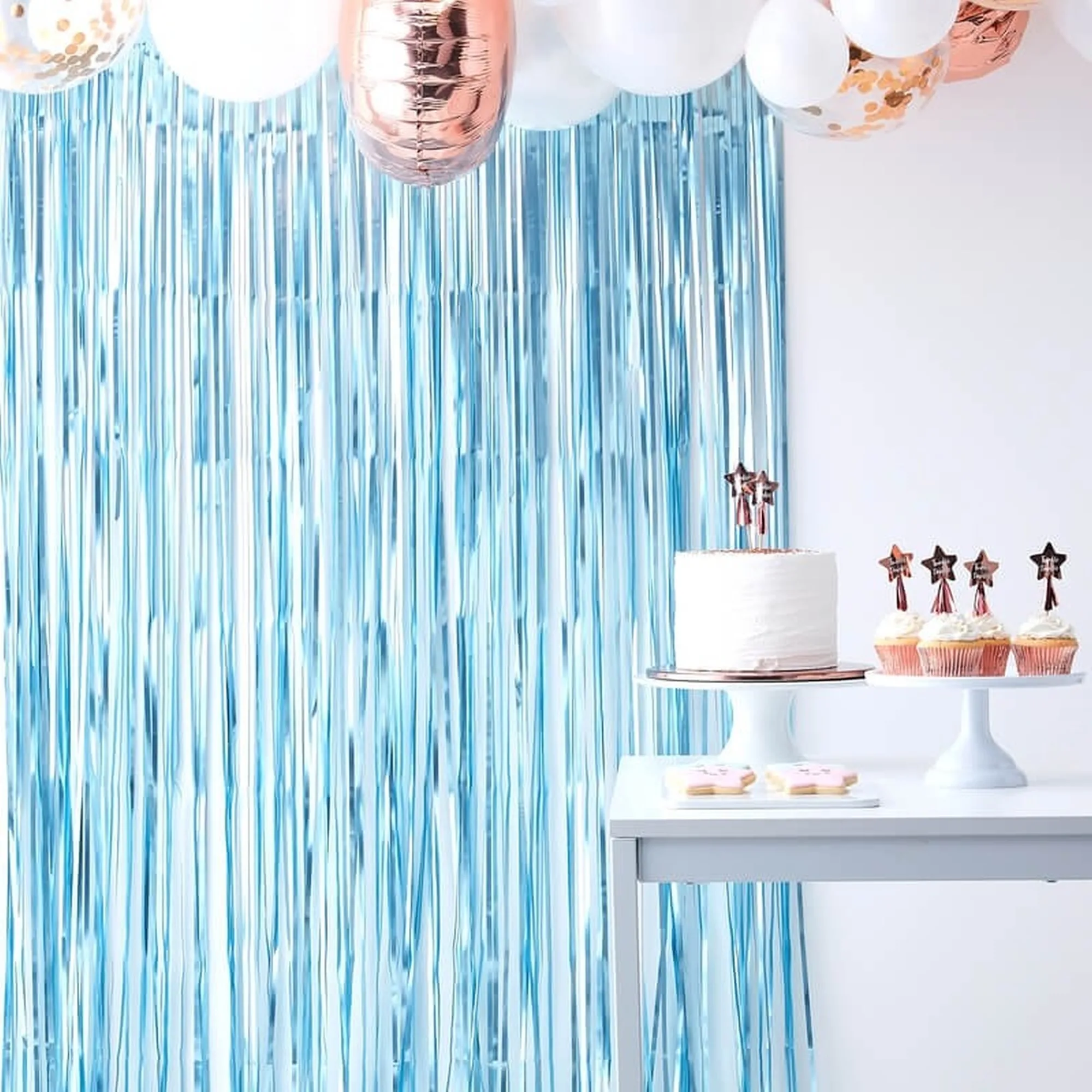 Twinkle Twinkle - Fransenvorhang Blau matt, 250 x 100 cm