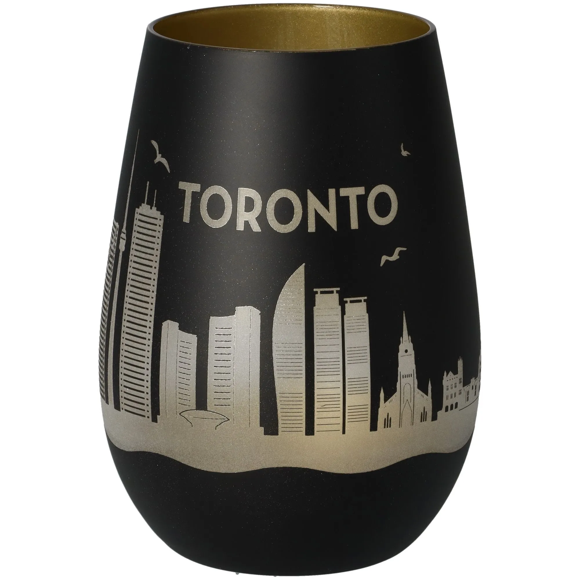 Vase, Glasvase, Schwarz, Toronto Skyline, Metallic Beige