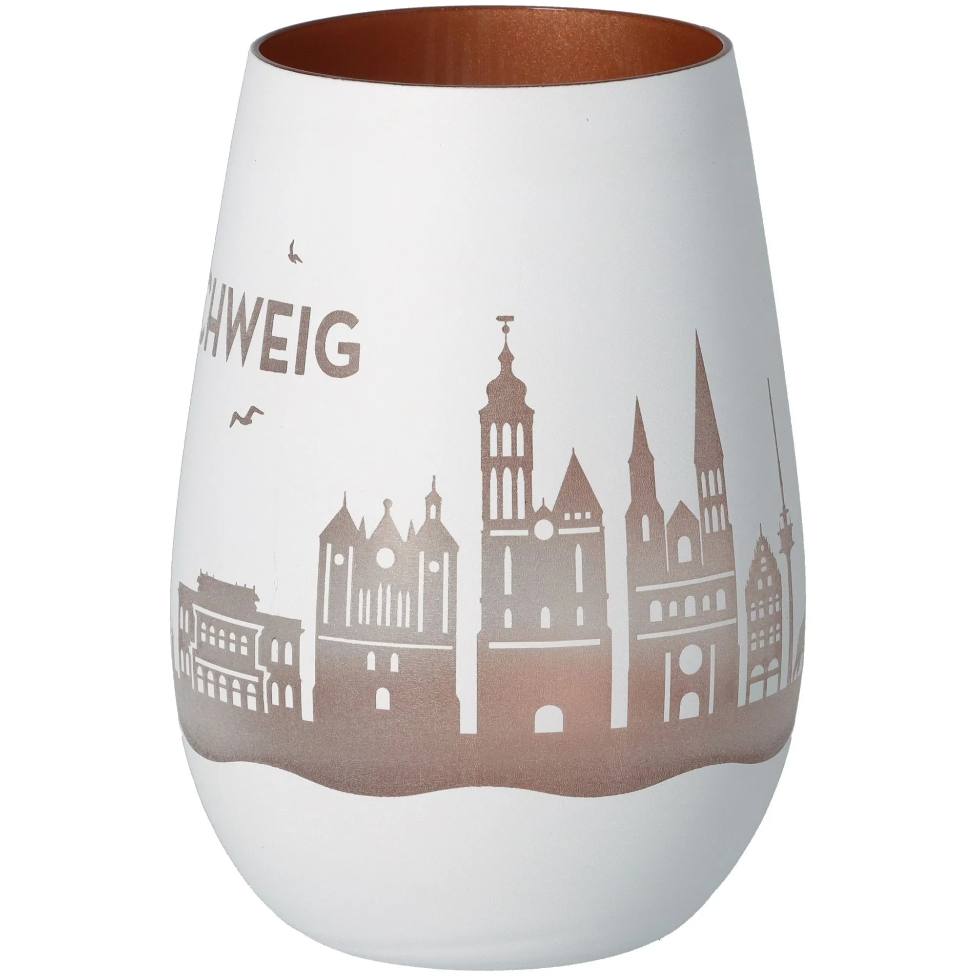 Glas, Becher, Städtisches Motiv, Rosa-rosé Innen, Keramikbecher