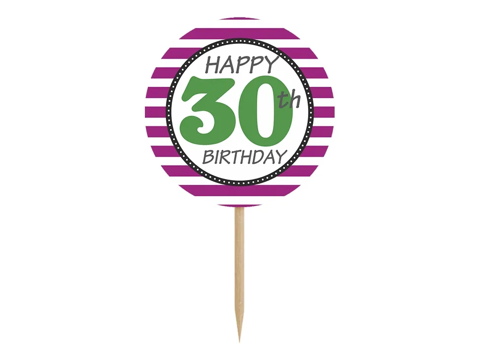 6 Cupcake Topper zum 30. Geburtstag