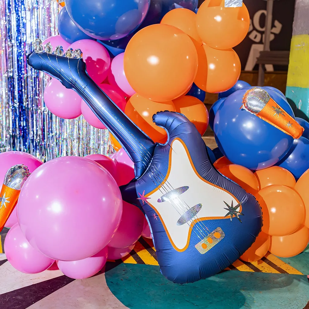 3 Girlandenballons "Mikrofone" zur Luftbefüllung
