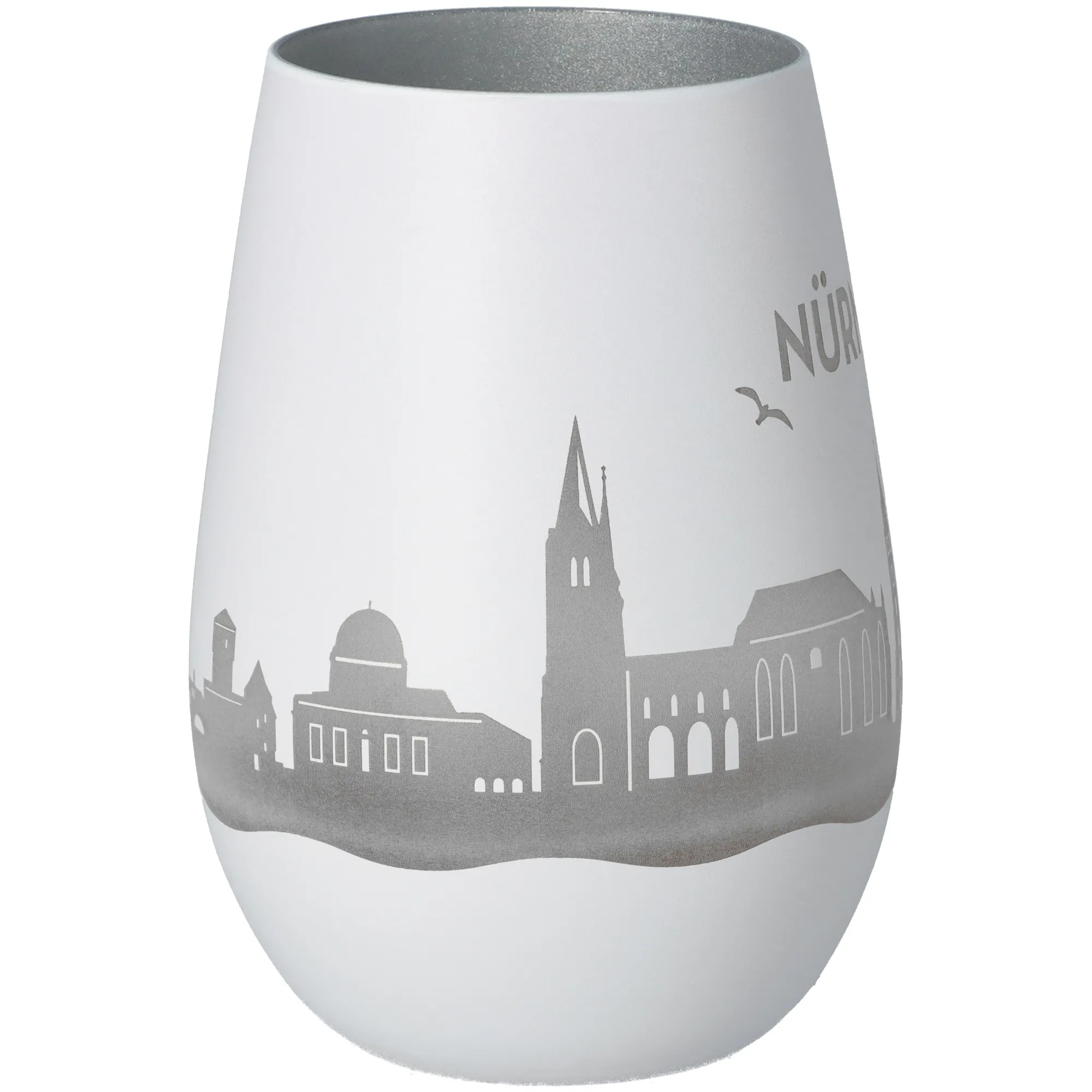 Windlicht Skyline Nürnberg Weiß/Silber
