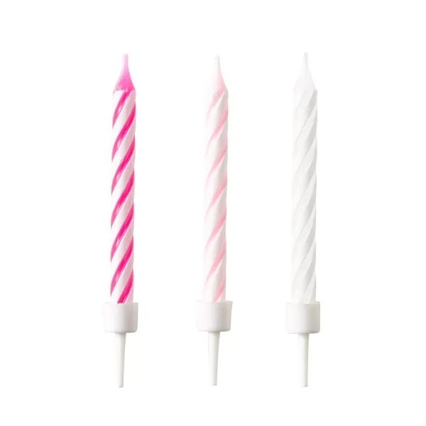 10 Spiralkerzen Pink/Rosa/Weiß
