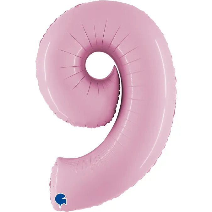 Folienballon Zahl 9 Pastell Rosa 100cm