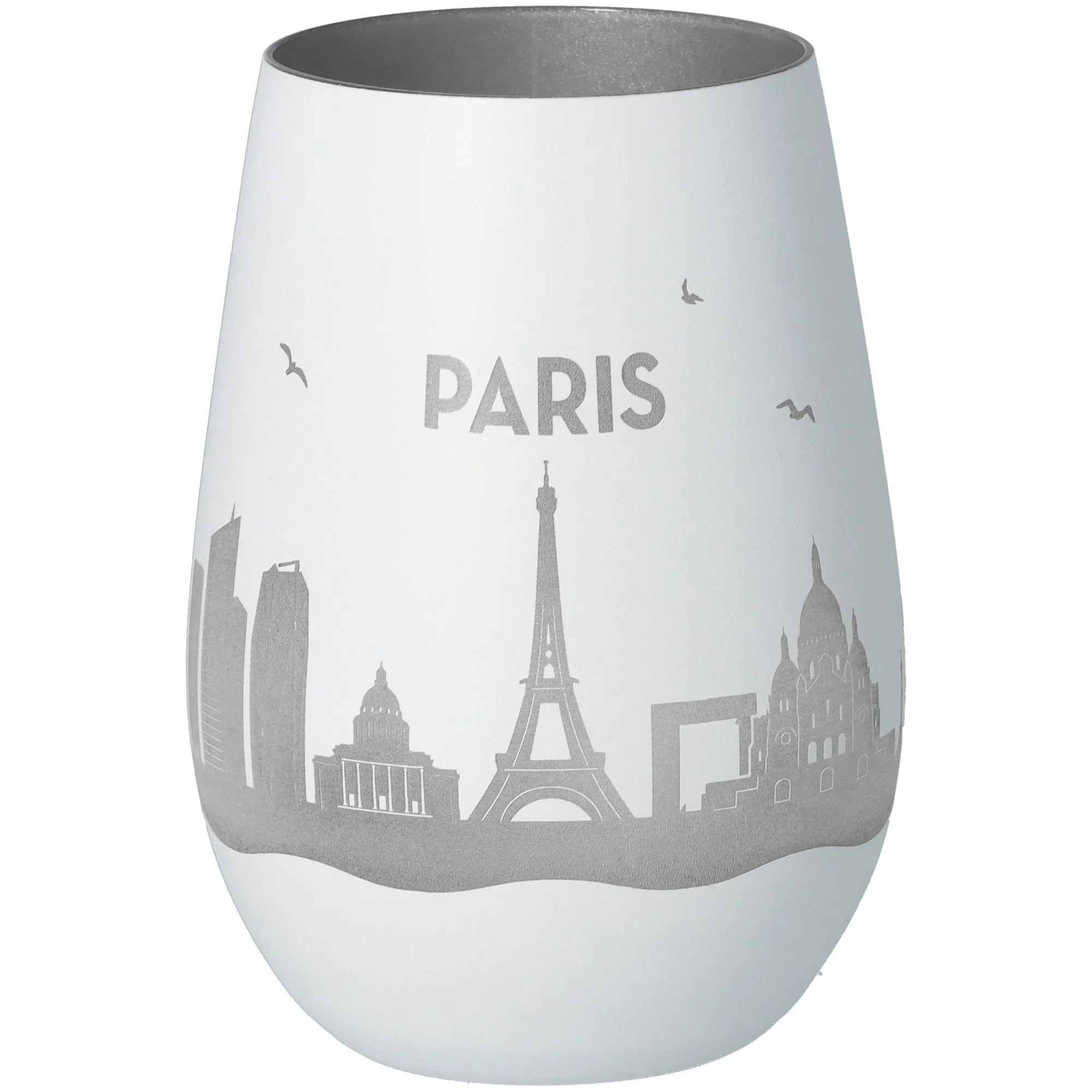 Windlicht Skyline Paris Weiß/Silber