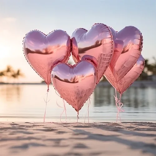 Herzballons, Luftballons, Herzen, Rosenholz, Beach