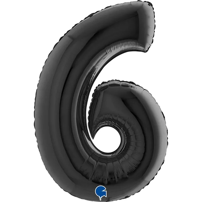 Folienballon Zahl 6 Schwarz 100cm