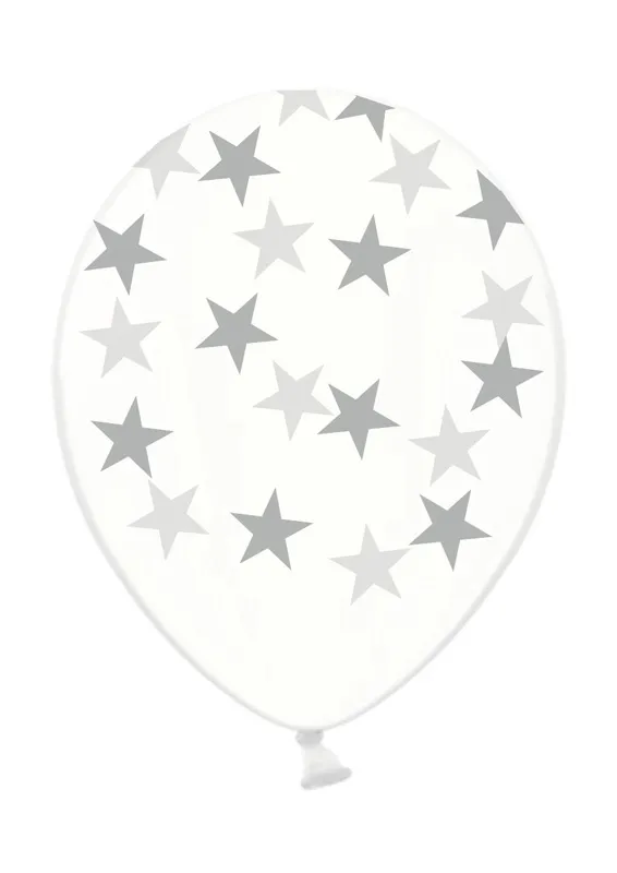 Latexballon Transparent silberne Sterne Ø 30cm